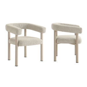 Nautica Outdoor Patio Aluminum Dining Armchairs Set of 2 in Ivory Taupe by Modway