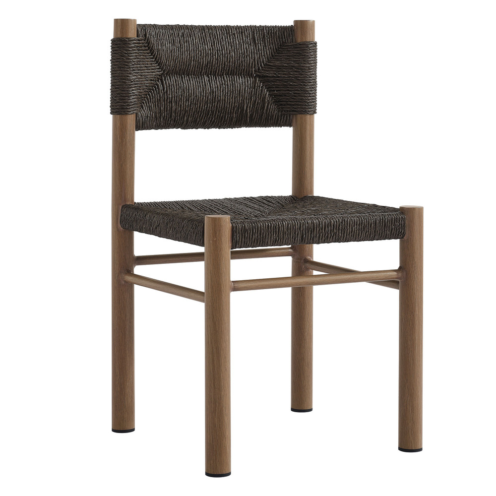 Parkland Outdoor Patio Rattan and Aluminum Dining Side Chairs Set of 2 in Walnut by Modway - Image 4