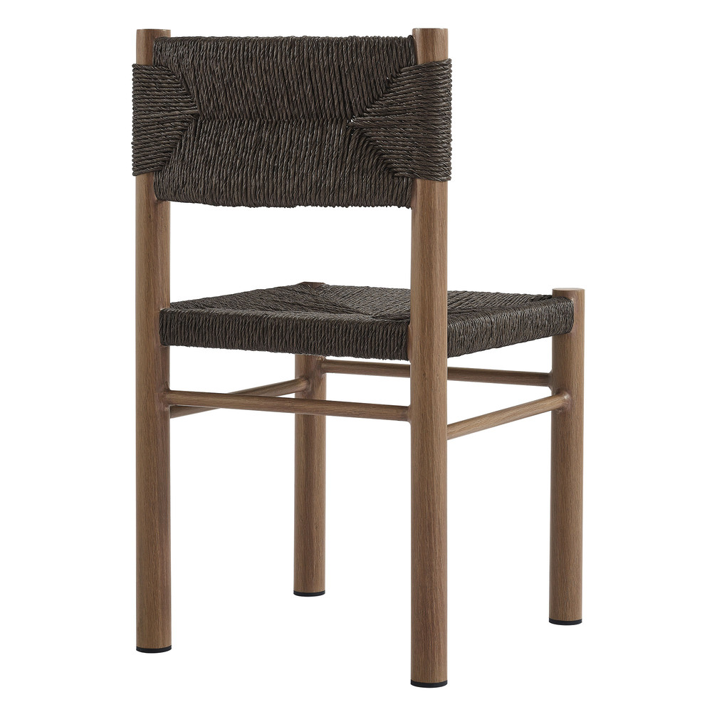 Parkland Outdoor Patio Rattan and Aluminum Dining Side Chairs Set of 2 in Walnut by Modway - Image 6
