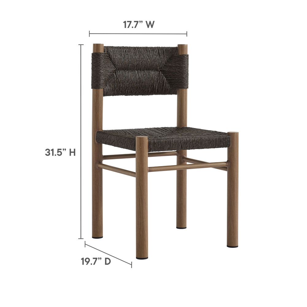 Parkland Outdoor Patio Rattan and Aluminum Dining Side Chairs Set of 2 in Walnut by Modway - Image 3