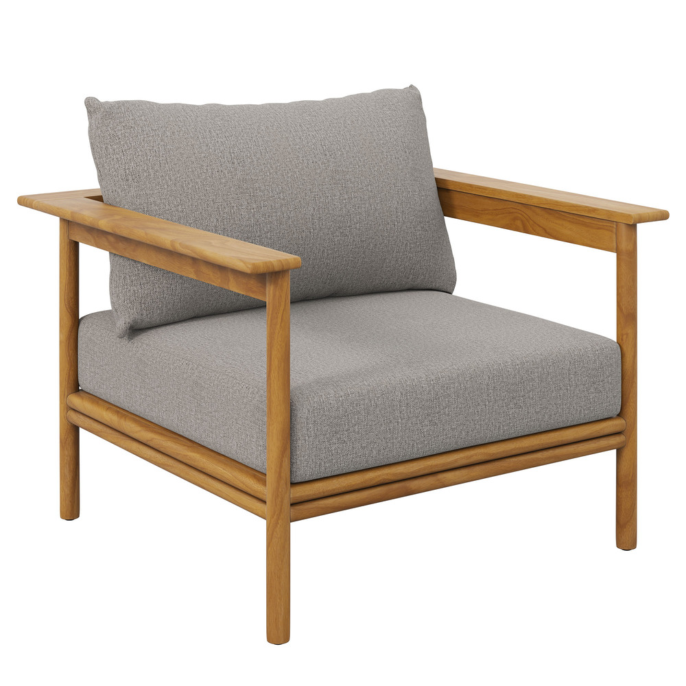 Wren Outdoor Patio Teak Wood Armchair and Ottoman Set in Natural Driftwood by Modway - Image 5