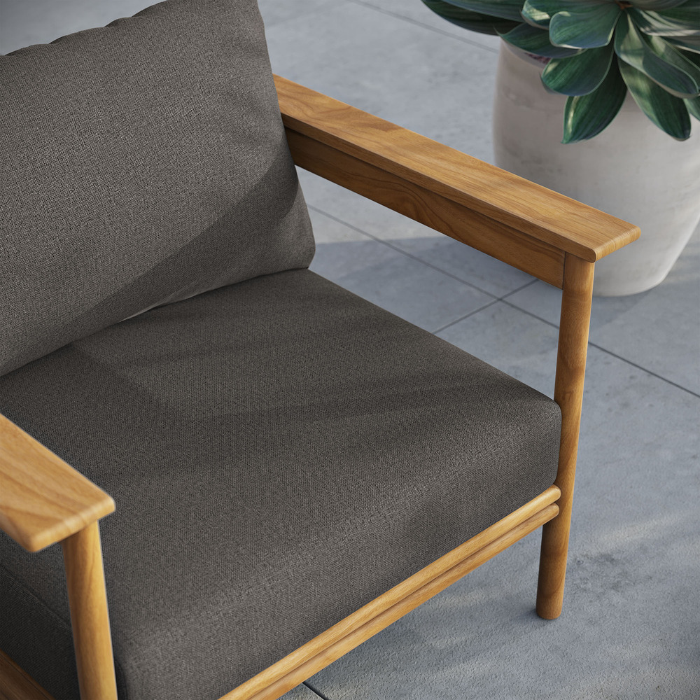 Wren Outdoor Patio Teak Wood Armchair in Natural Flint Gray by Modway - Image 10