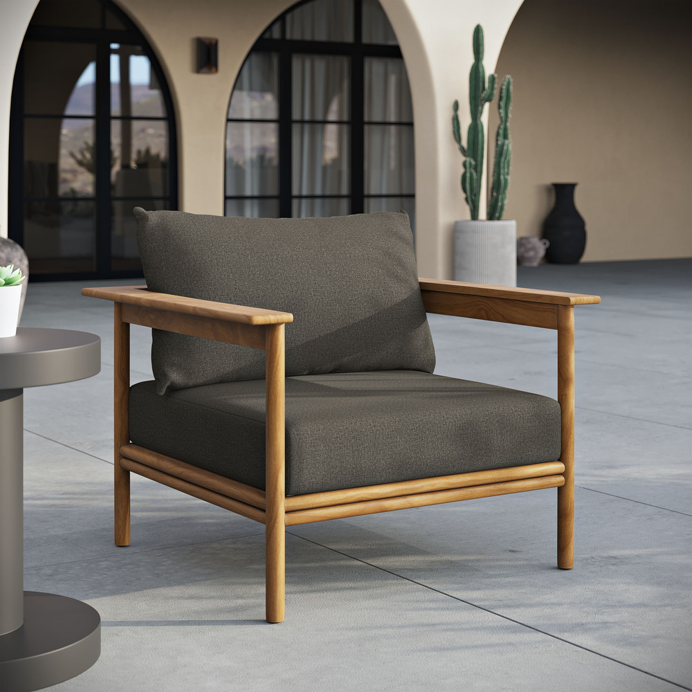 Wren Outdoor Patio Teak Wood Armchair in Natural Flint Gray by Modway - Image 9