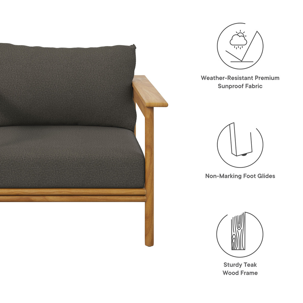Wren Outdoor Patio Teak Wood Armchair in Natural Flint Gray by Modway - Image 2