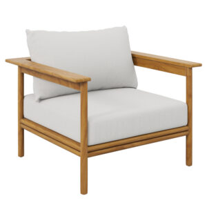 Wren Outdoor Patio Teak Wood Armchair in Natural Sail by Modway