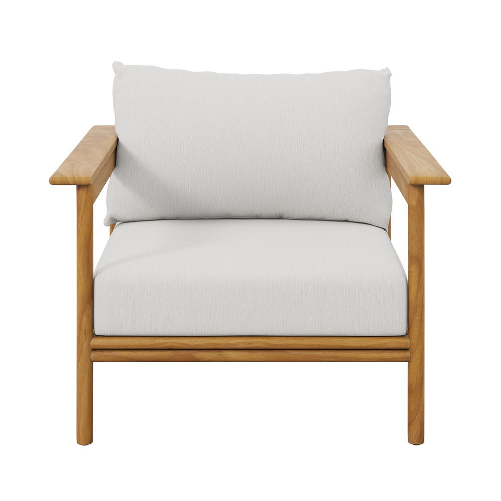 Wren Outdoor Patio Teak Wood Armchair in Natural Sail by Modway - Image 6