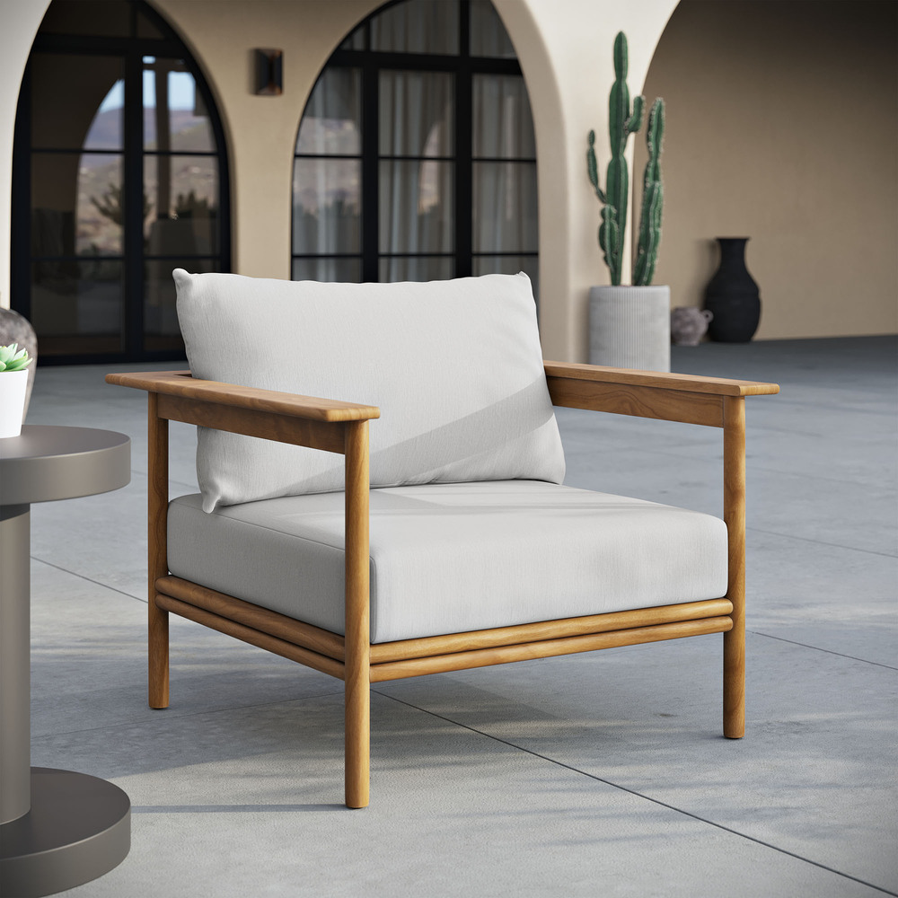 Wren Outdoor Patio Teak Wood Armchair in Natural Sail by Modway - Image 9