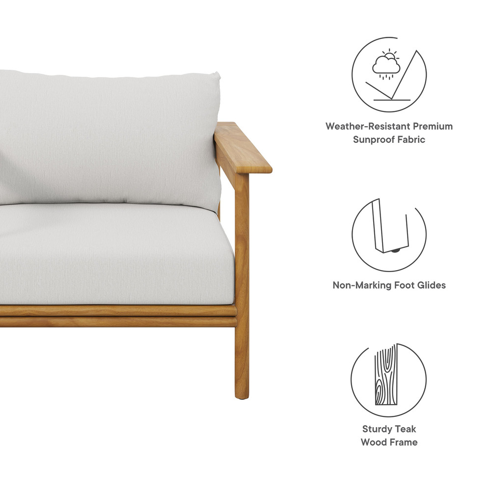Wren Outdoor Patio Teak Wood Armchair in Natural Sail by Modway - Image 2