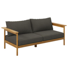 Wren Outdoor Patio Teak Wood Sofa in Natural Flint Gray by Modway