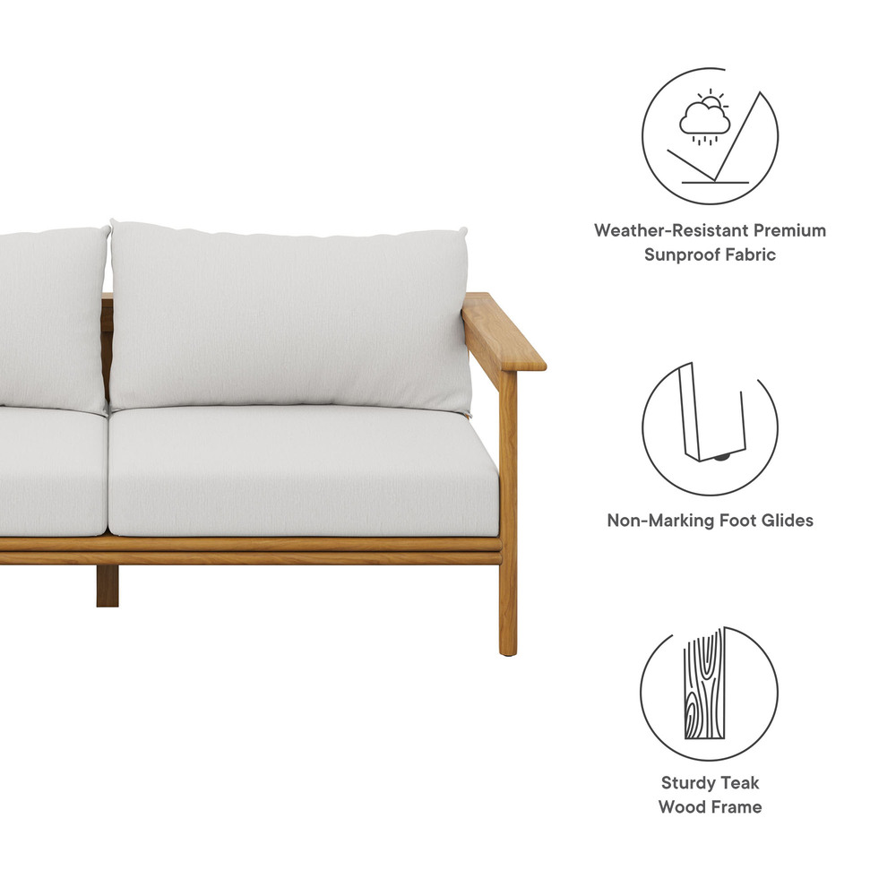 Wren Outdoor Patio Teak Wood Sofa in Natural Sail by Modway - Image 2
