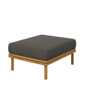 Wren Outdoor Patio Teak Wood Ottoman in Natural Flint Gray by Modway