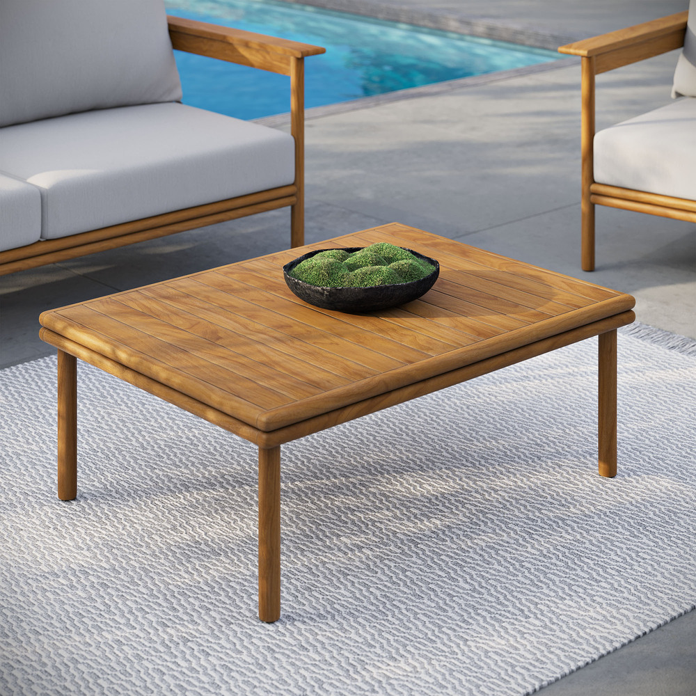 Wren Outdoor Patio Teak Wood Coffee Table in Natural by Modway - Image 7
