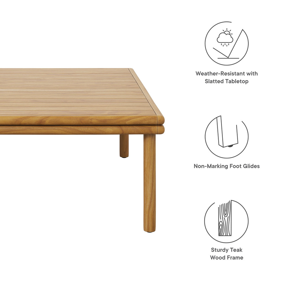Wren Outdoor Patio Teak Wood Coffee Table in Natural by Modway - Image 2
