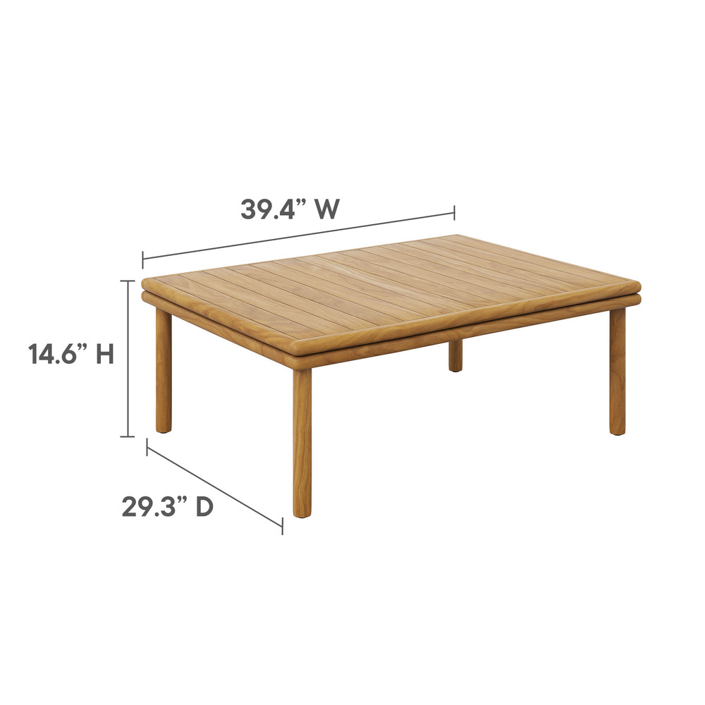 Wren Outdoor Patio Teak Wood Coffee Table in Natural by Modway - Image 3