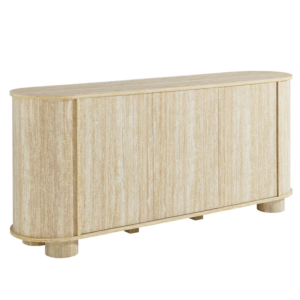 Overture 63" Oval Faux Travertine Sideboard in Travertine by Modway