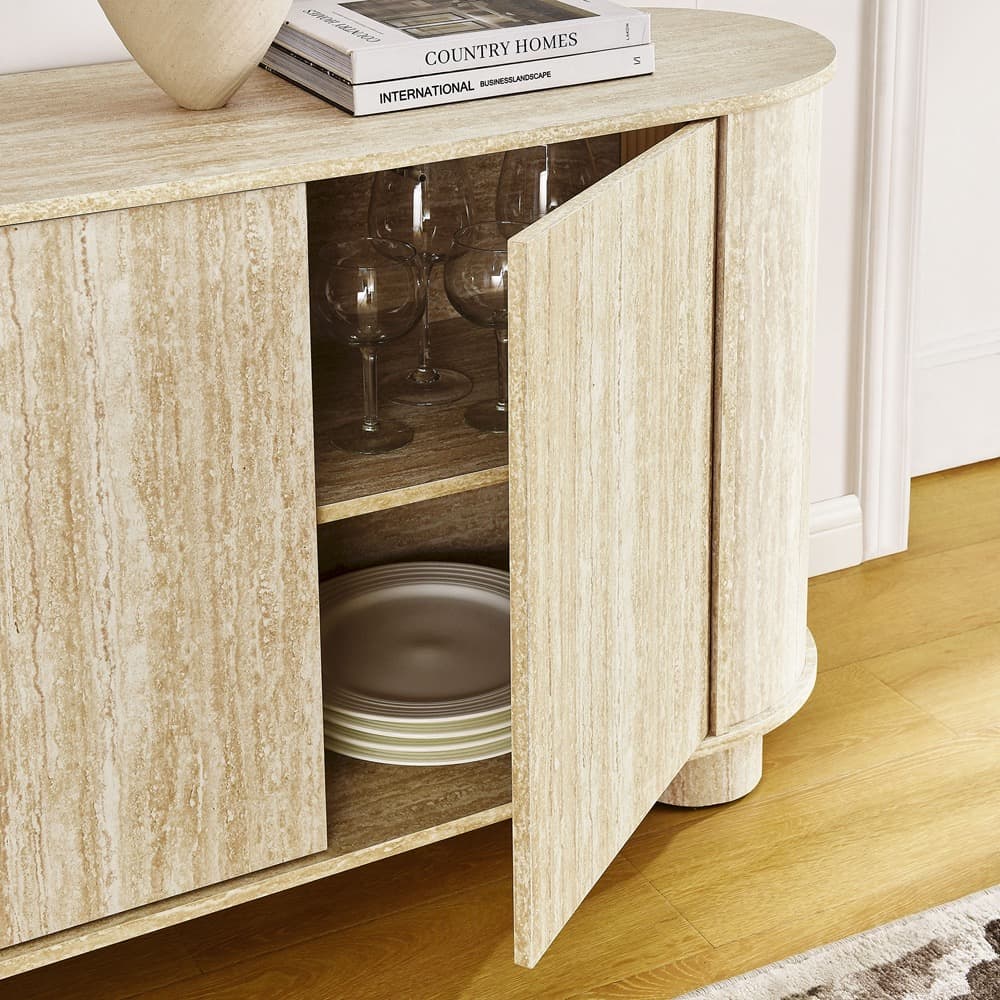 Overture 63" Oval Faux Travertine Sideboard in Travertine by Modway - Image 10