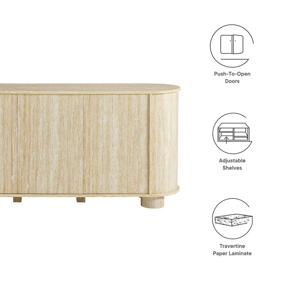 Overture 63" Oval Faux Travertine Sideboard in Travertine by Modway - Image 2