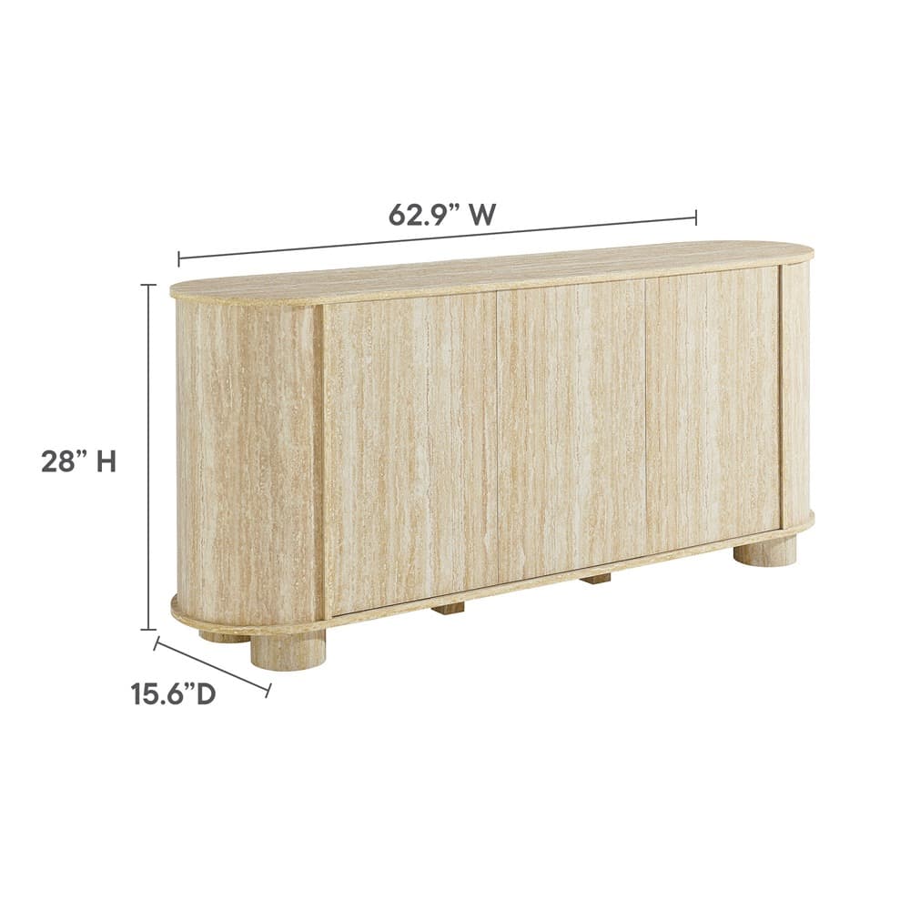 Overture 63" Oval Faux Travertine Sideboard in Travertine by Modway - Image 3