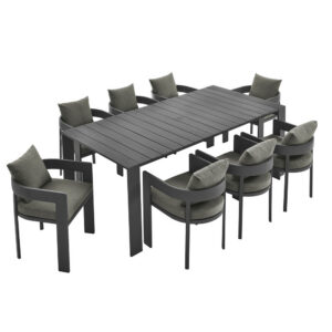 Tahoe 9-Piece Outdoor Patio Aluminum Dining Set in Gray Charcoal by Modway