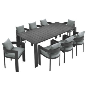 Tahoe 9-Piece Outdoor Patio Aluminum Dining Set in Gray Gray by Modway