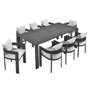 Tahoe 9-Piece Outdoor Patio Aluminum Dining Set in Gray White by Modway