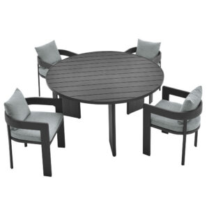 Tahoe 5-Piece Outdoor Patio Aluminum Dining Set in Gray Gray by Modway