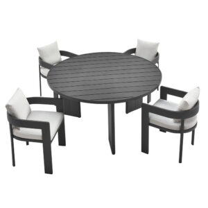 Tahoe 5-Piece Outdoor Patio Aluminum Dining Set in Gray White by Modway