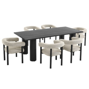 Nautica 7-Piece Rectangular Outdoor Patio Aluminum Dining Table and Chairs Set in Ivory Graphite by Modway