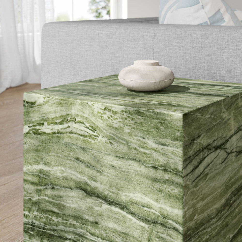 Jordana Square Plinth Indoor - Outdoor Patio Concrete Side Table in Green Marble by Modway - Image 10
