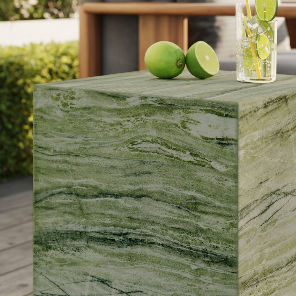 Jordana Square Plinth Indoor - Outdoor Patio Concrete Side Table in Green Marble by Modway - Image 9