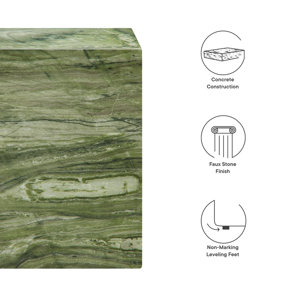 Jordana Square Plinth Indoor - Outdoor Patio Concrete Side Table in Green Marble by Modway - Image 4