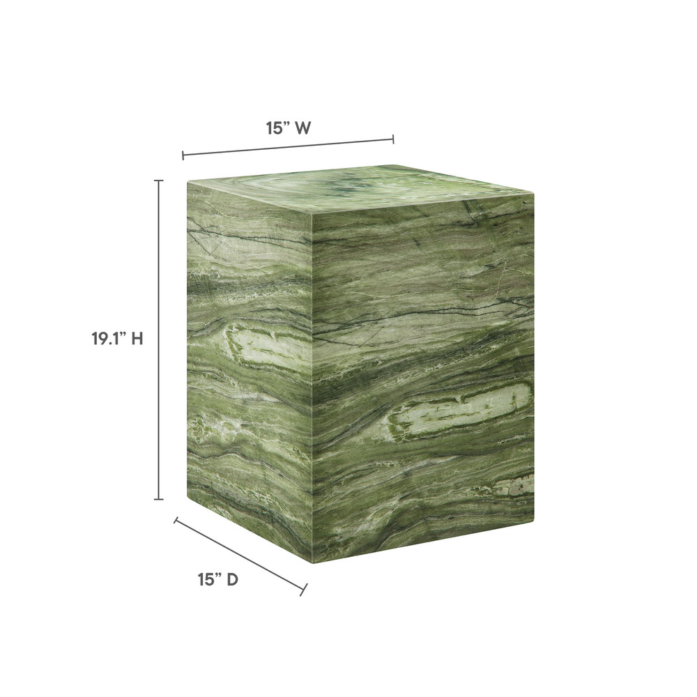 Jordana Square Plinth Indoor - Outdoor Patio Concrete Side Table in Green Marble by Modway - Image 3
