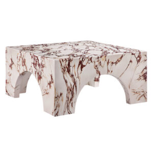 Valen Indoor - Outdoor Patio Arched Concrete Coffee Table in Red Marble by Modway