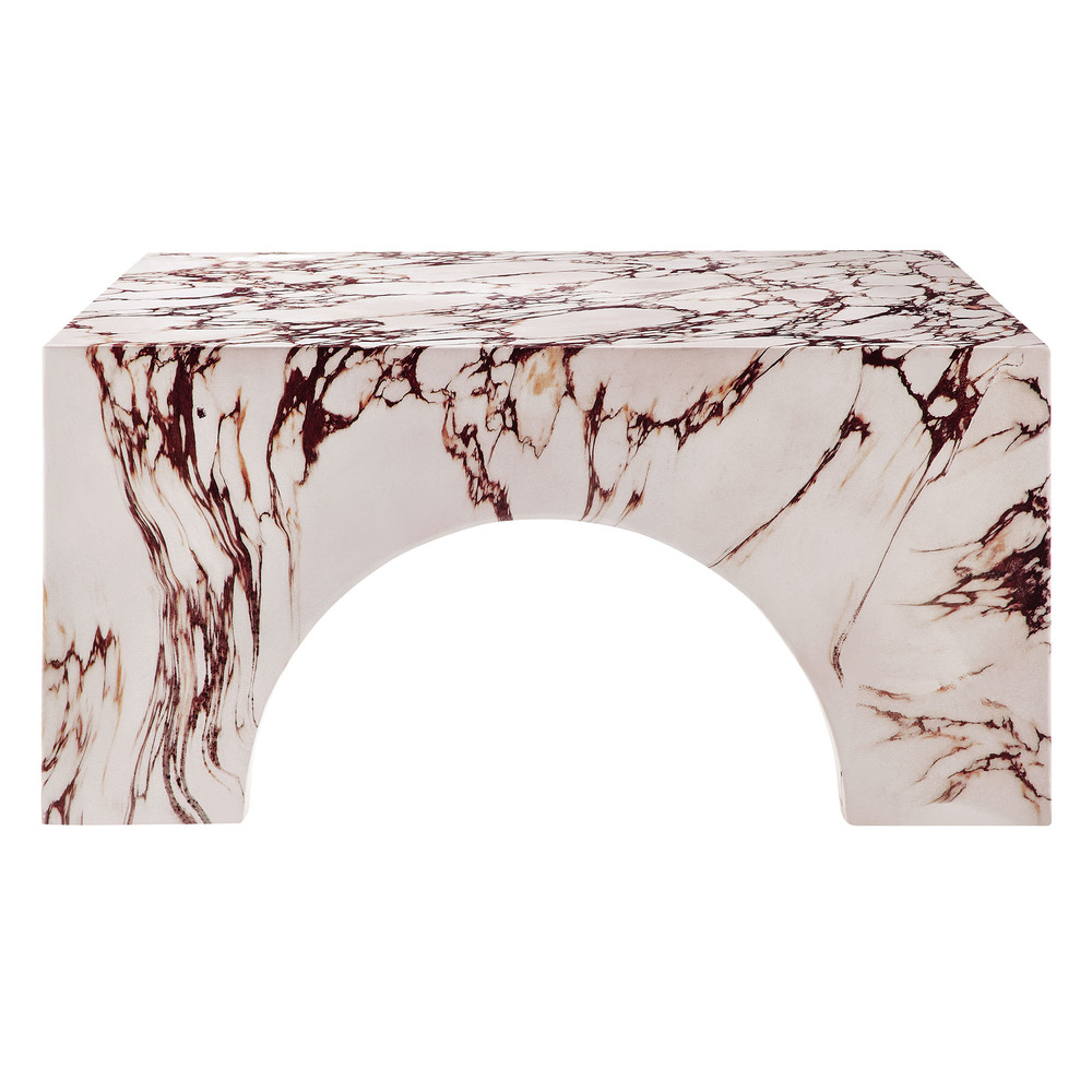 Valen Indoor - Outdoor Patio Arched Concrete Coffee Table in Red Marble by Modway - Image 5