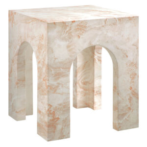 Valen Square Indoor - Outdoor Patio Arched Concrete Side Table in Honey Onyx by Modway