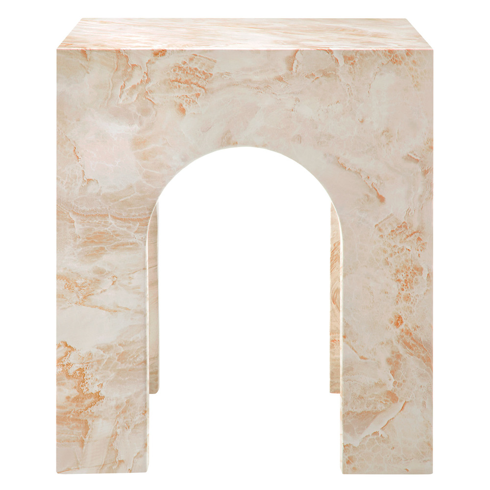 Valen Square Indoor - Outdoor Patio Arched Concrete Side Table in Honey Onyx by Modway - Image 5