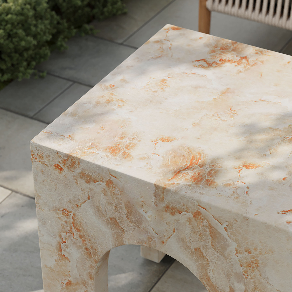 Valen Square Indoor - Outdoor Patio Arched Concrete Side Table in Honey Onyx by Modway - Image 12