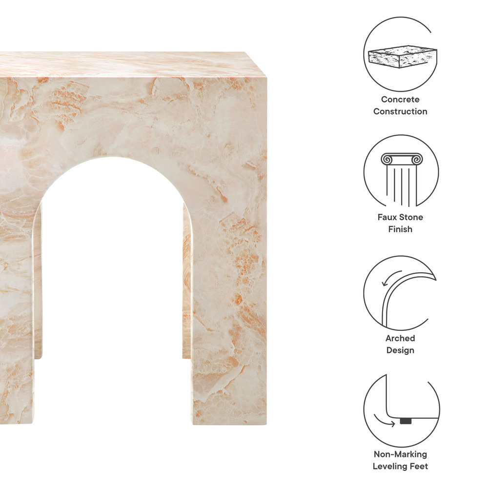 Valen Square Indoor - Outdoor Patio Arched Concrete Side Table in Honey Onyx by Modway - Image 3