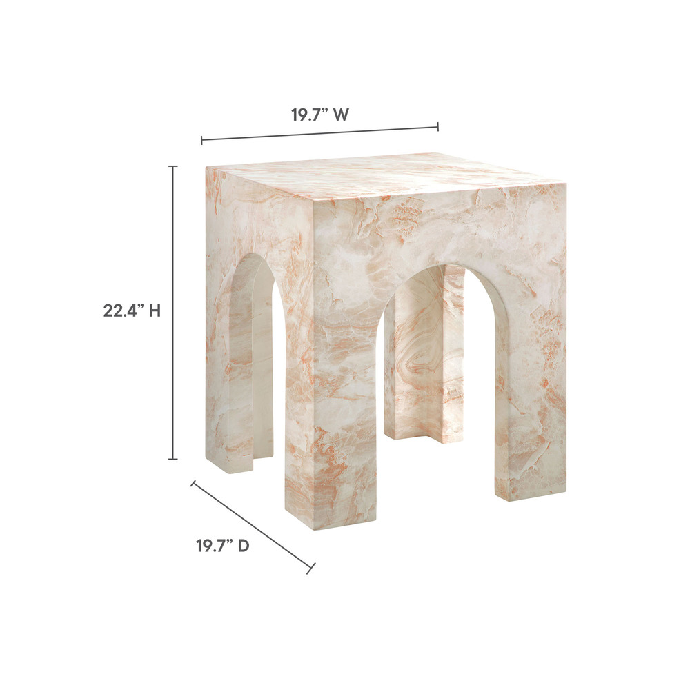 Valen Square Indoor - Outdoor Patio Arched Concrete Side Table in Honey Onyx by Modway - Image 4