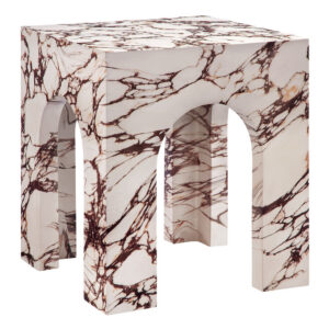 Valen Square Indoor - Outdoor Patio Arched Concrete Side Table in Red Marble by Modway