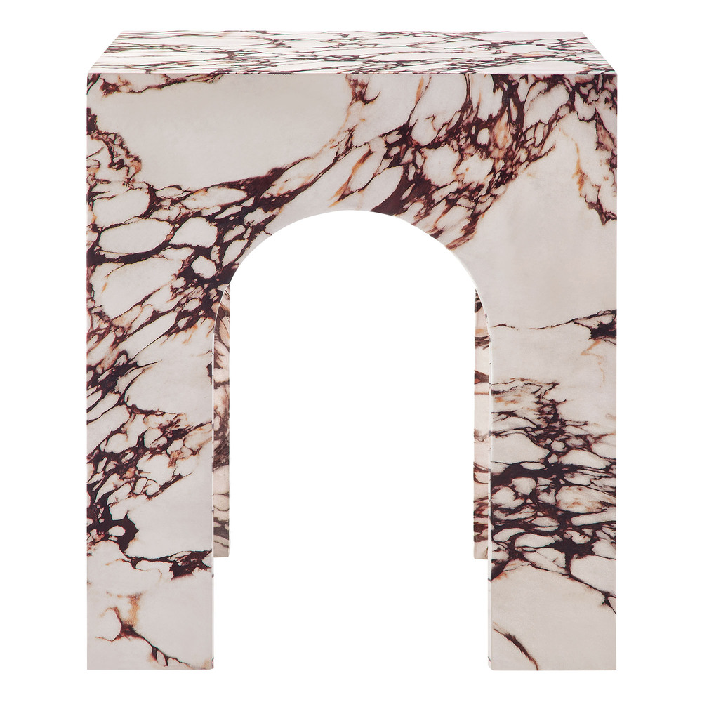 Valen Square Indoor - Outdoor Patio Arched Concrete Side Table in Red Marble by Modway - Image 5