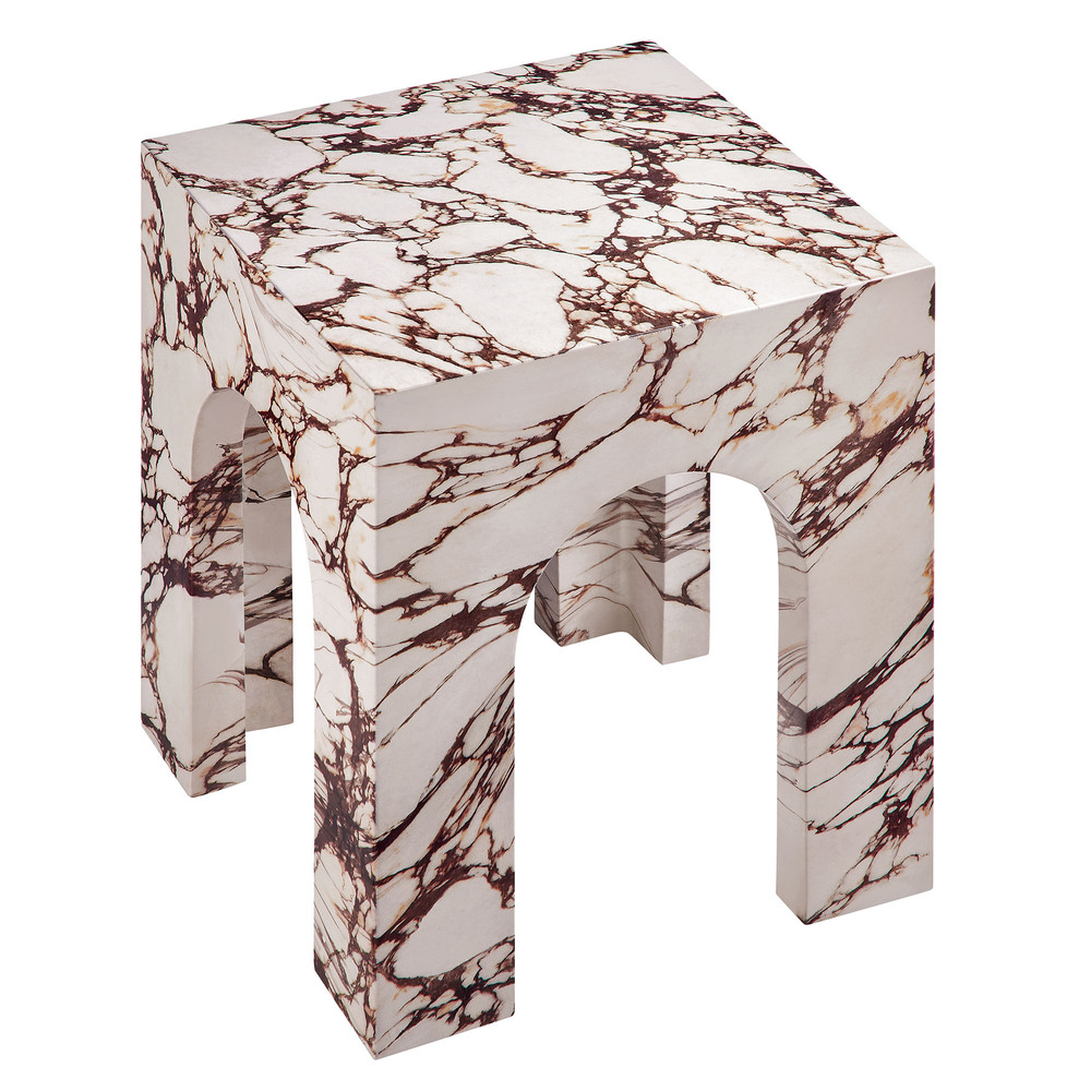 Valen Square Indoor - Outdoor Patio Arched Concrete Side Table in Red Marble by Modway - Image 6