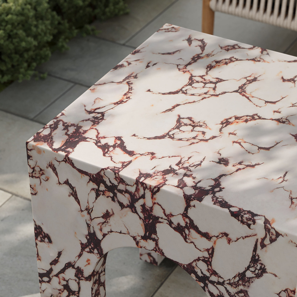 Valen Square Indoor - Outdoor Patio Arched Concrete Side Table in Red Marble by Modway - Image 12