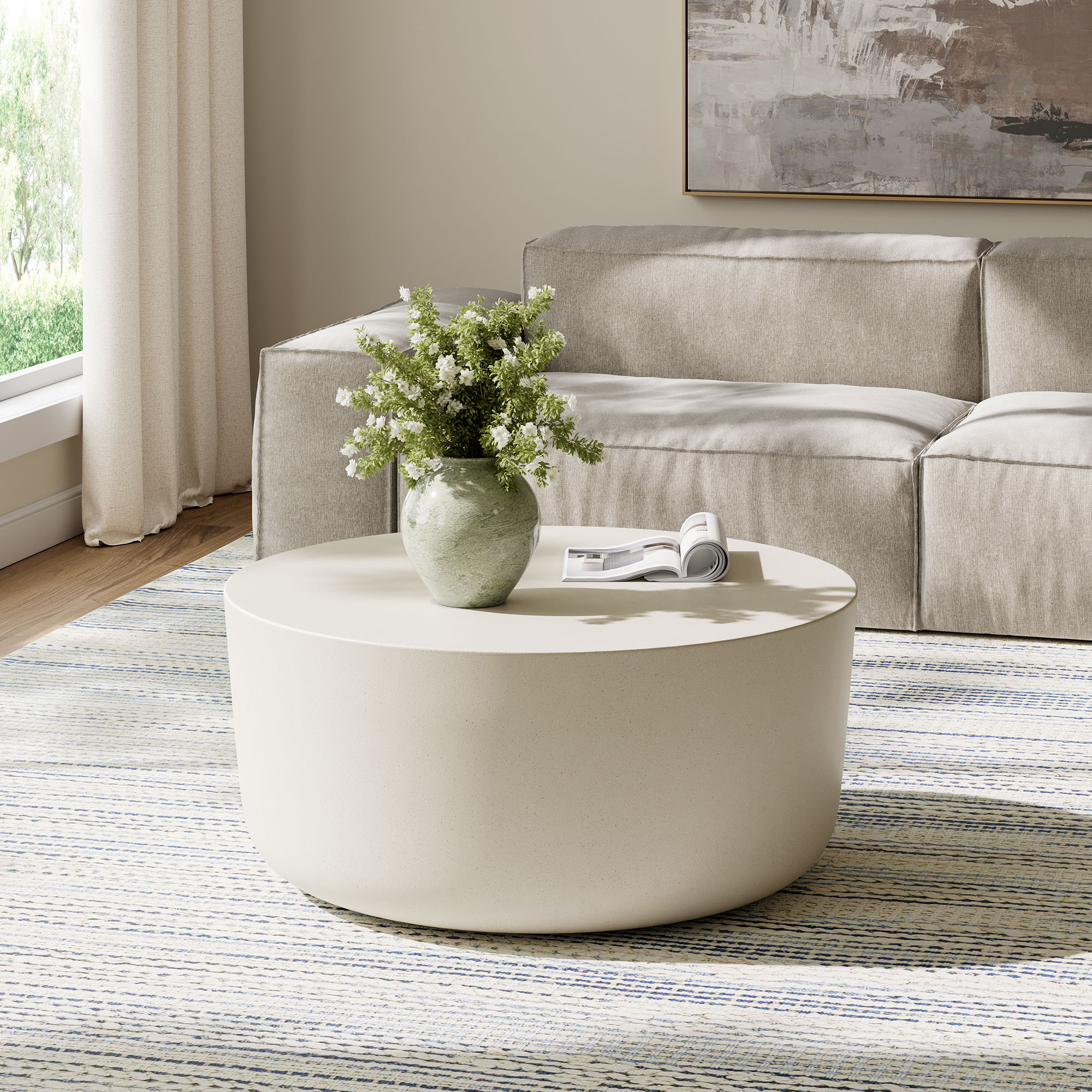 Brion Round Indoor - Outdoor Patio Concrete Coffee Table by Modway - Image 9