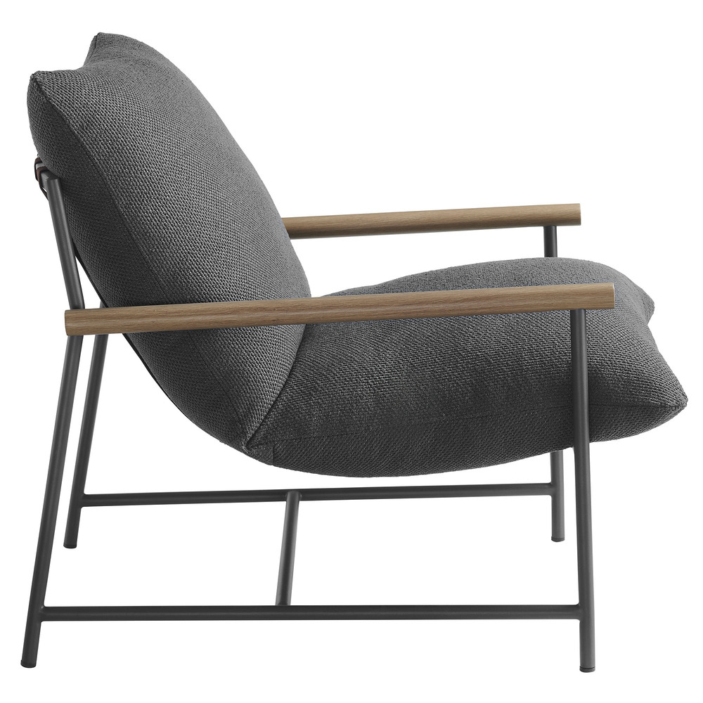 Raya Outdoor Patio Boucle Sling Lounge Chair in Charcoal by Modway - Image 4