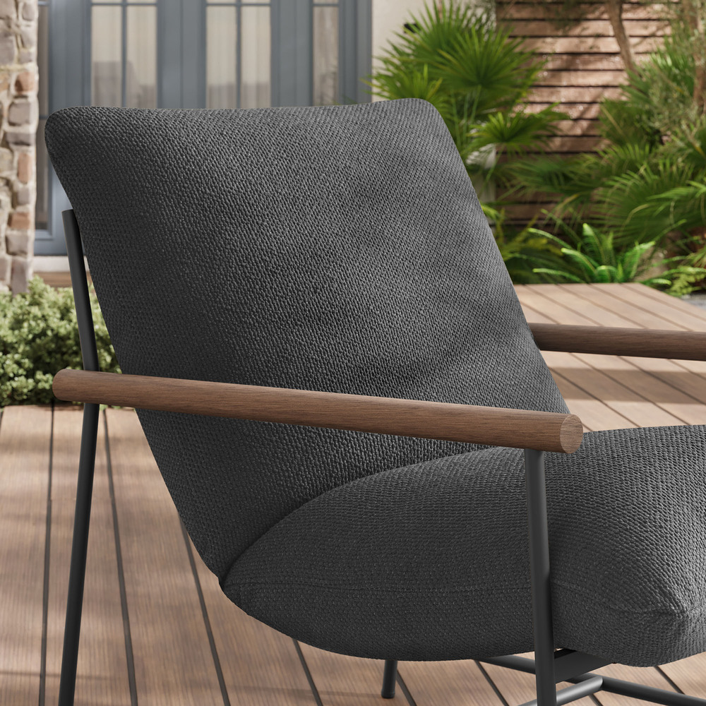 Raya Outdoor Patio Boucle Sling Lounge Chair in Charcoal by Modway - Image 9