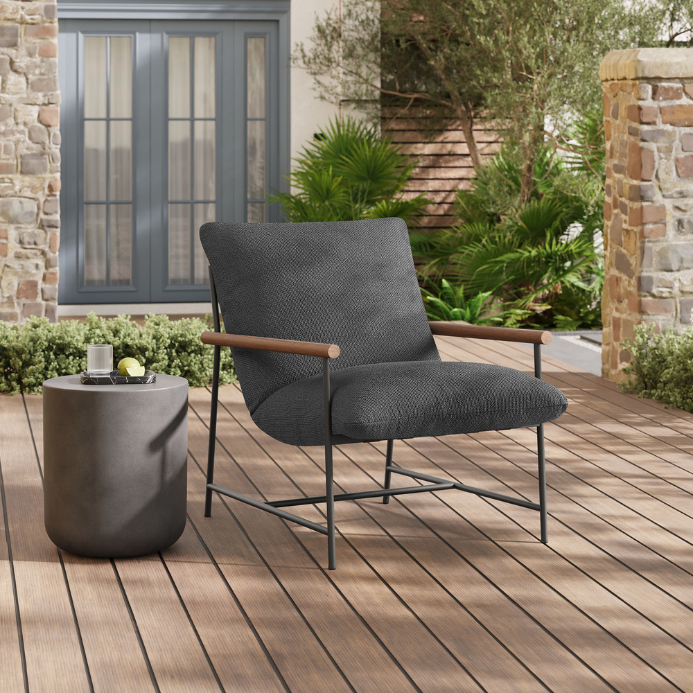 Raya Outdoor Patio Boucle Sling Lounge Chair in Charcoal by Modway - Image 8