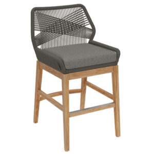 Wellspring Outdoor Patio Teak and Rope Counter Stool in Gray Graphite by Modway