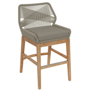 Wellspring Outdoor Patio Teak and Rope Counter Stool in Light Gray Greige by Modway
