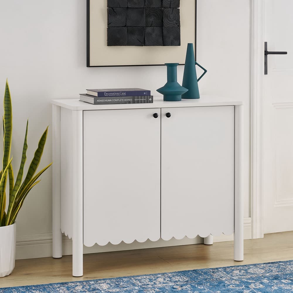 Emmeline 35" 2-Door Scalloped Sideboard Cabinet in White by Modway - Image 8